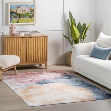 Imagem de Nuloom Sarine Tapete abstrato lavável à máquina 2,5 m x 25,4 m para sala de estar, quarto, sala de jantar, multicolorido