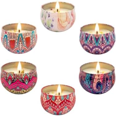 Imagem de VELA AROMATICA LATA MANDALA DECORADA AROMAS 110 GRAMAS CERA DE COCO (CAPIM LIMÃO)
