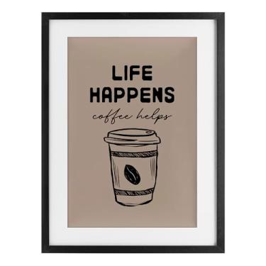 Imagem de Stupell Industries Impressão emoldurada Life Happens Coffee helps preta sob vidro por JJ Design House LLC, 23 x 17