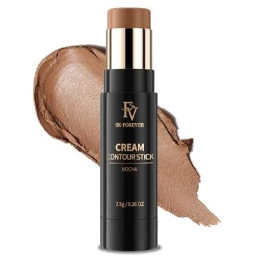 Imagem de FV Bastão de contorno, bastão bronzeador creme misturável e suave com acabamento fosco natural, à prova d'água e altamente pigmentado para contorno do rosto, maquiagem para iniciantes, longa duração e