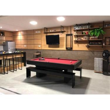 Imagem de Mesa de Sinuca e jantar com 2 Bancos - 2,00x1,10 - Nelson Bilhares, Bo