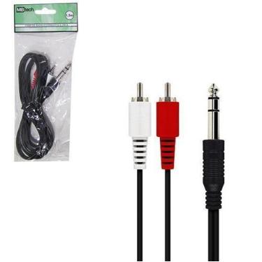 Imagem de Cabo De Audio P10 Macho X 2Rca Macho Preto 1,5M Na Solapa - Milenio Br