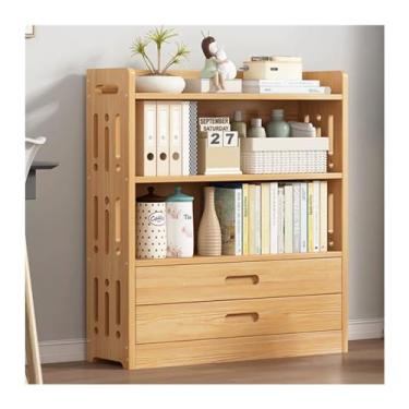 Imagem de Estante de livros rack de armazenamento de madeira maciça prateleira de armazenamento do chão ao teto sala de estar quarto prateleira de armazenamento de leitura escritório multicamadas simples