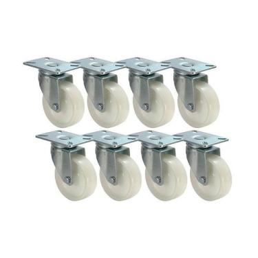 Imagem de Kit 8 un roda rodízio giratório nylon 4 polegada 100mm - AJAX