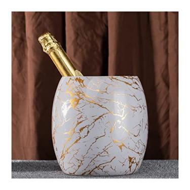 Imagem de Balde de gelo para festas balde de gelo de aço inoxidável balde de vinho de metal para barril de concha de ovo balde de gelo perfeito para vinho, champanhe ou garrafas de cerveja recipiente de gelo