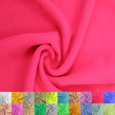 Imagem de Stylish Fabric 149.9 cm Wide Air Flow Cey 100% poliéster, não elástico, tecido leve e respirável 160 GSM por jarda para costura, vestuário de verão e projetos DIY, neon fúcsia 2 jardas