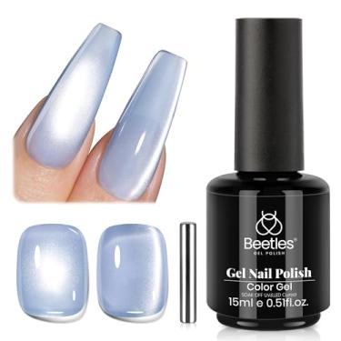 Imagem de beetles Gel Polish Esmalte Em Olho De Gato Azul Beetles, Com Glitter Vidro 15 Ml Brilho Magnético, Translúcido, Cor Transparente, Fosco Uv, Série Galaxy, Arte Unha Francesa, Presente Para Mulheres