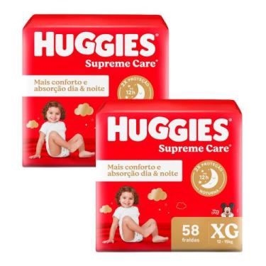 Imagem de Kit 2 Fralda Huggies Supreme Care Tamanho XG 58 Fraldas Descartáveis