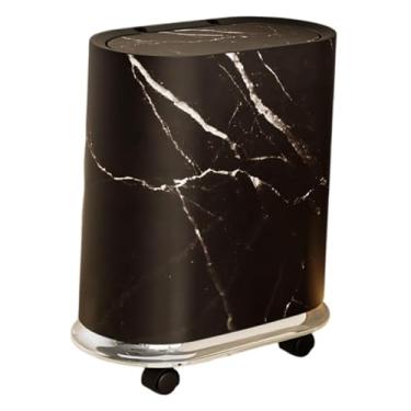 Imagem de WeiLaiKeQi Lixeira com rodas removíveis, tampa resistente tipo prensa, lixeira, lata de lixo para lavanderia, banheiro, cozinha, escritório, Preto