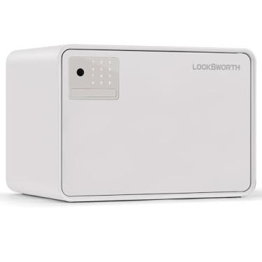 Imagem de Seguro biométrico para casa, 0,6 pés cúbicos Cofre de impressão digital com tela sensível ao toque, sistema de alarme e prateleira removível, caixa de dinheiro pequena para dinheiro, joias, documentos