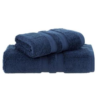Imagem de Toalha de Banho Gigante e Rosto Algodão Egípcio Buddemeyer, Marinho 12