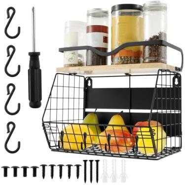 Imagem de Prateleira magnética para geladeira, organizador magnético de armazenamento de especiarias, caixas de armazenamento de batata e cebola, recipiente grande, ímãs fortes, cesta de parede de especiarias