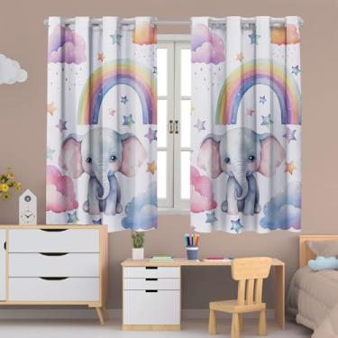 Imagem de Cortina Infantil Estampada, 2,00x1,50m, Poliéster, para Quarto de Menina ou Menino, Decorativa (ELEFANTINHO COLORIDO)