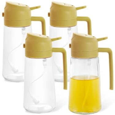 Imagem de LCZNXJJY 4 peças pulverizadoras de óleo para cozinhar 470 ml, garrafa dispensadora de azeite de oliva 2 em 1, função de pulverização e despejo, design antigotejamento de vinagre para fritadeira a ar