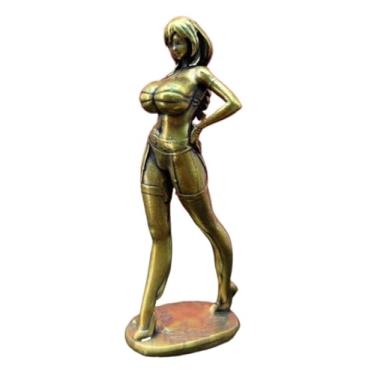 Imagem de Maiô em pé de latão beleza estátua feminina miniaturas, biquíni de metal, escultura, estatuetas, arte corporal, peso de papel, ornamentos, decoração de carro