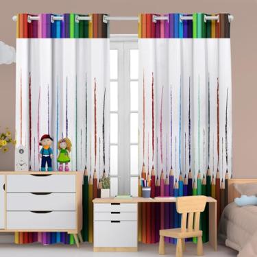 Imagem de Cortina Infantil Estampada, 3,00x2,20m, 2 Folhas, Poliéster, para Quarto, Sala, Decorativa (LAPIS MAGICO)