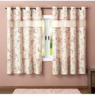 Imagem de Cortina Para Sala ou Quarto Estampada 2,00m x 1,60m Varão Simples Ariela