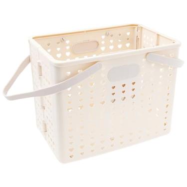 Imagem de Cesta dobrável de 50 L, caixa pequena reutilizável com alças, cesta de piquenique que economiza espaço, caixa dobrável de plástico dobrável para ambientes externos, cozinha, quarto, 38 x 30 x 50 cm