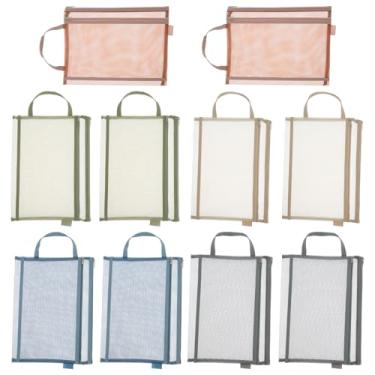 Imagem de UKQRRTC 10 bolsas de malha com zíper, bolsas de malha de camada dupla para armazenamento de brinquedos, bolsas de arquivo de nylon com zíper, bolsa com alça para viagem, escola, escritório (A4)