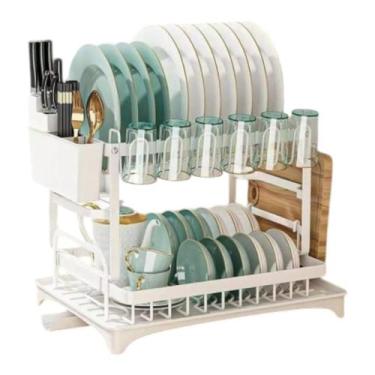 Imagem de Escorredor de Louças Pratos Grande com Bandeja 2 Andares - 3KAM
