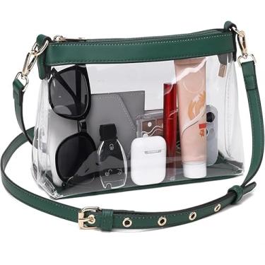 Imagem de Wuflyover Bolsa transparente para eventos de estádio, bolsas transparentes para mulheres, bolsa transversal aprovada para estádios, Verde escuro, Moda