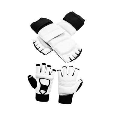 Imagem de UGPLM Equipamento de treino de karatê e taekwondo, luvas de meio dedo, suporte de tornozelo, faixa protetora de pulso para kung fu, boxe, saco de pancadas, M