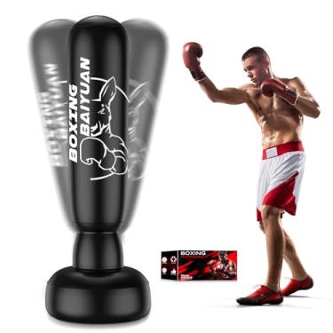 Imagem de Saco de pancadas em pé de 188 cm para adultos, adolescentes, saco de boxe inflável com suporte, equipamento de treinamento de kickboxing para MMA, Muay Thai, Kickboxing, fitness para iniciantes