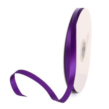 Imagem de Fita de cetim de poliéster roxo real de 0,9 cm x 100 m, fitas de tecido a granel de face única para embrulho de presente, projetos de artesanato e bricolage, álbuns, laços e confecção de cartões