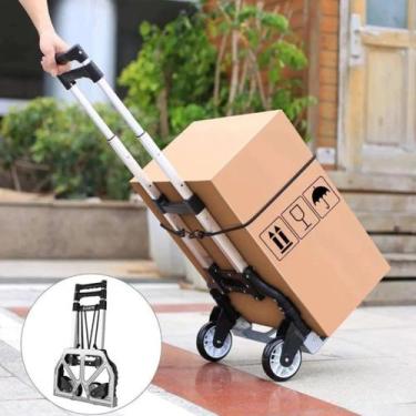 Imagem de Carrinho de Mão para Carga com Corda para Levar Peso Caixa Rodinhas Co