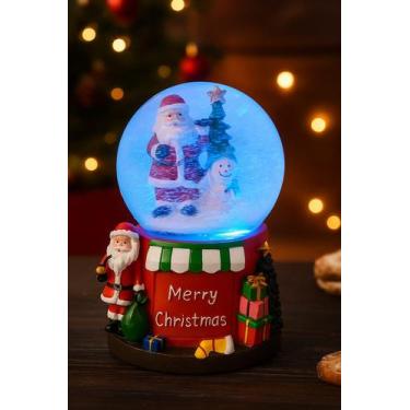 Imagem de Globo De Neve Musical Colorido Papai Noel Enfeite Decorativo - nataluz