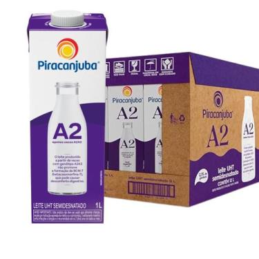 Imagem de Kit 12 Leite UHT A2A2 Semidesnatado Zero Lactose Piracanjuba 1L Caixa 