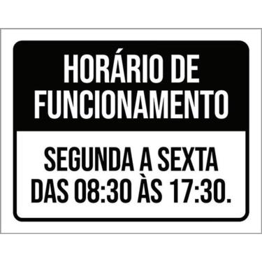 Imagem de Kit 3 Placas Preta - Horário Funcionamento Segunda Sexta 8