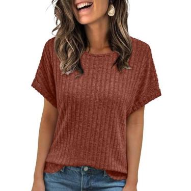 Imagem de Túnica feminina AUTOMET, manga curta, marrom de verão, 3GG