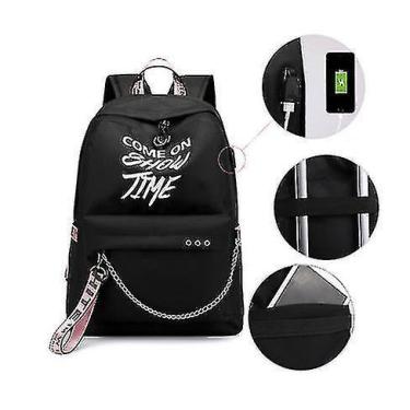 Imagem de Mochilas escolares primárias recarregáveis mochilas casuais usb fita r