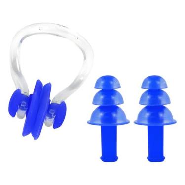 Imagem de Protetor Auricular Tampão Ouvido Clip Nasal Natação Mergulho - Amigo d