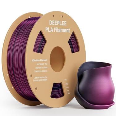 Imagem de Filamento de impressora 3D DEEPLEE Silk PLA 1,75 mm 1 kg preto vermelh