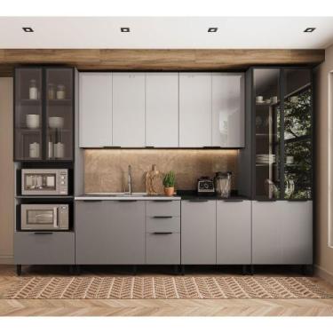 Imagem de Cozinha Modulada 6 Peças sem Pia Lumina Telasul, Cinza Lacca Cinza