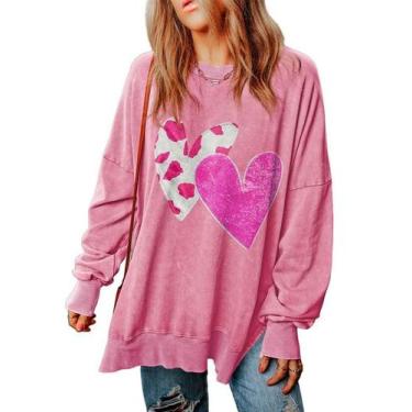 Imagem de Moletom SHEWIN Moletom para mulheres, folgado, rosa, coração