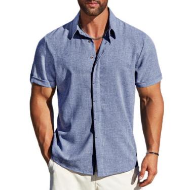 Imagem de Camisa social casual MAPICK masculina de manga curta com botões