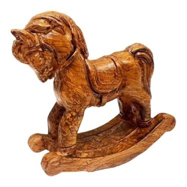 Imagem de predolo Pequeno cavalo de balanço de Natal, decoração, estátua de animal, casa, feriado, escultura colecionável para lareira, armário, loja, dormitório, Style G