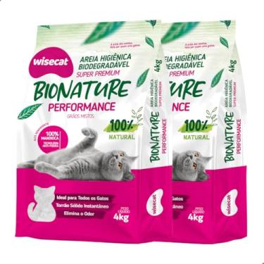 Imagem de Kit 2 Areia Higiênica Biodegradável Grãos Mistos 4kg Para Gatos Performance Sanitária BioNature Super Premium Mandioca Natural