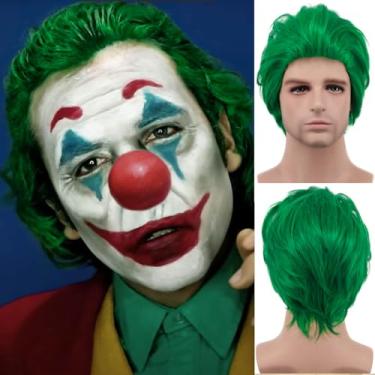 Imagem de PORSMEER Peruca masculina de cosplay com estilo verde, sintética, natural, festa, Halloween, cosplay