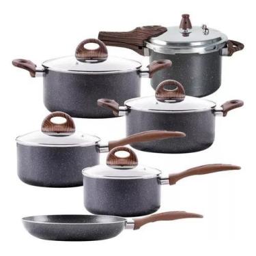 Imagem de Jogo De Panelas 6pç Brinox Com Panela De Pressão Com Indução