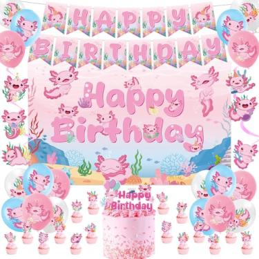 Imagem de Conjunto de decorações de aniversário Refavor Axolotl Pink 44 unidades
