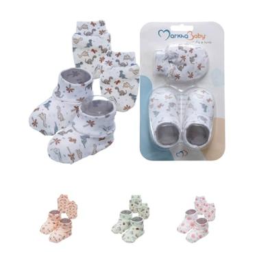 Imagem de Kit Luvas E Meias Pantufa Bebê Recém-nascido Maternidade (DINO)