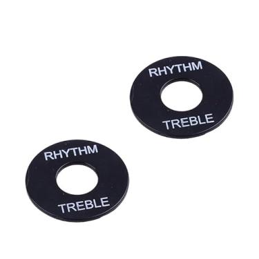 Imagem de DIAO79NI Anel de agudos de ritmo autoadesivo para guitarra LP para guitarra elétrica estilo Les Paul, preto com palavras brancas (conjunto de 2)