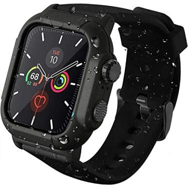 Imagem de PEIYUI Capa para Apple Watch série 11/10/3/2/1 de 42 mm, à prova d'água IP69 com design de proteção total, à prova de poeira, à prova de choque, à prova de neve, à prova d'água, série 11/10/3/2 (preta