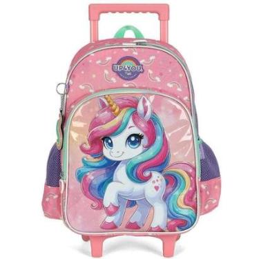 Imagem de Mochila de Rodinhas Luxcel Up4You Unicórnio Rosa Lilás-Feminino