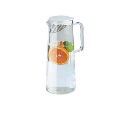 Imagem de Jarro Jarra de água vidro 1,35 L/1,8 L com tampa e alça, jarra para geladeira, chá gelado café, bebidas, utensílios para servir(Clear,Grande)