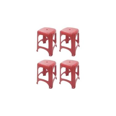 Imagem de Jogo 4 Banqueta Niterói Vermelha Tramontina